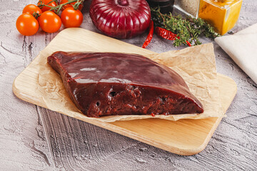 Raw beef liver for cooking