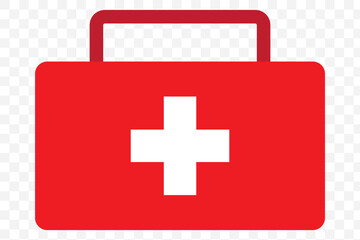 Illustration of a Simple First Aid Kit. White Medical Box with a Prominent Cross Symbol on the Front, Featuring Minimalist Design and Clean Lines for Healthcare and Emergency Use. Vector Logo Icon Png
