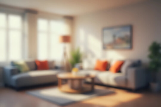 Blurry modern living room interiors. suitabale for your design background project.