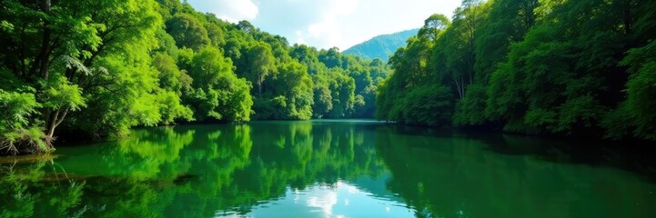 Water reflections of lush green forest on the surface of Lagoa Rasa shallow lagoon in Azores, lagoa rasa, nature, lagoon