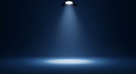 Empty blue background and spotlight with studio for showing or design