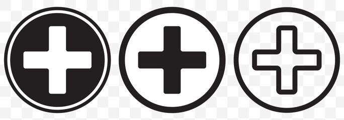 Fototapeta premium First Aid Icon Flat simple outline set. Black icon of a medical cross. EPS 10.
