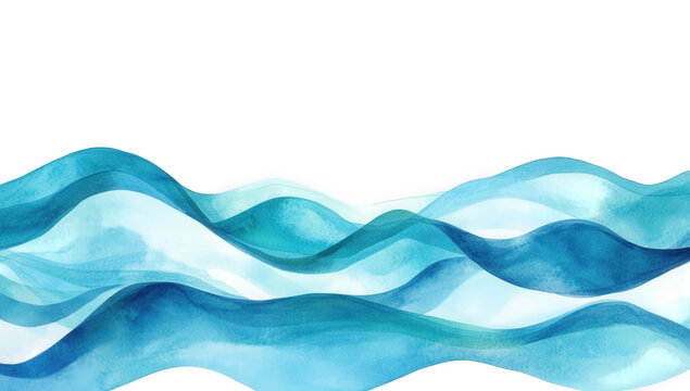 a serene watercolor illustration of flowing waves in varying shades of blue creating a calming and tranquil atmosphere ideal for backgrounds invitations or wellness themes