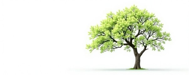 Single isolated tree branch on white surface with details, tree
