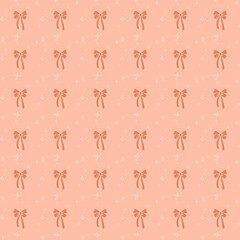 Peach Bow and Subtle Star Pattern 