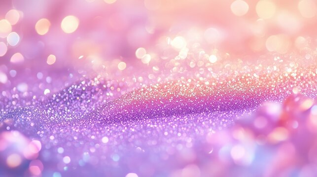 Glittery "Andrea" in pastel pink, lavender, gold, iridescent shimmer, dreamy, luxurious, calming aesthetic