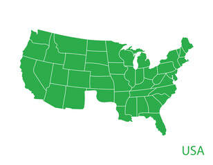 map of united states America per area green
