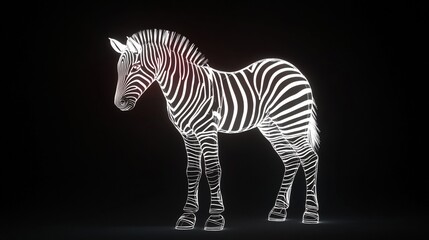 Fototapeta premium Glowing wireframe zebra, digital art.