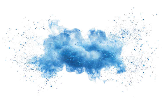 digital cloud with blue connections, on a white background. Vector illustration in PNG