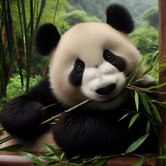 Fototapeta premium panda eating bamboo