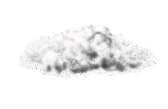 digital cloud with blue connections, on a white background. Vector illustration in PNG