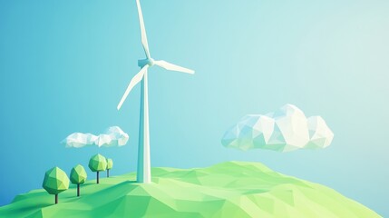 Fototapeta premium Simple Isometric Wind Energy Concept Illustration