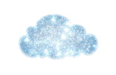 digital cloud with blue connections, on a white background. Vector illustration in PNG
