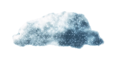 digital cloud with blue connections, on a white background. Vector illustration in PNG