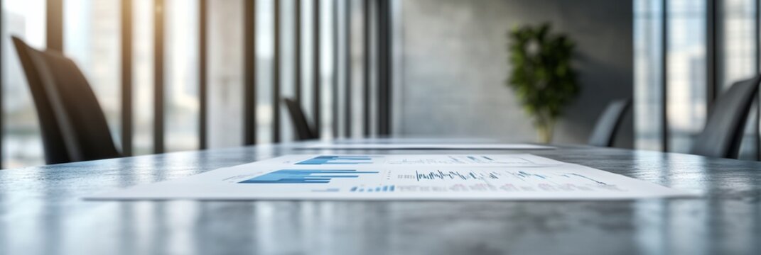 Financial reports on a modern office table.
