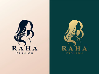 RAHA Fashion Logo Gold and Green Minimalist Brand Design