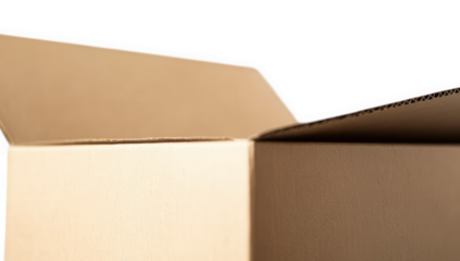 a partially opened cardboard box revealing its flaps and texture suggesting it is ready to be filled or unpacked the neutral background emphasizes the box's simplicity and functionality