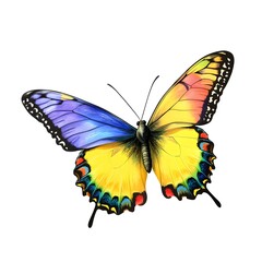 Obraz premium Stunning butterfly illustration displayed in vibrant colors against a pure white background for a bright and cheerful vibe