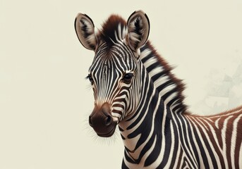 Naklejka premium Close-up of a zebra showcasing its striking black and white stripes