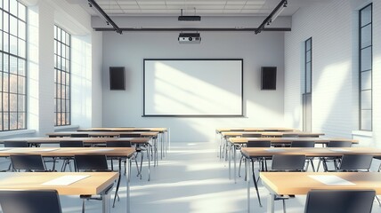 A modern conference room with a sleek design, large windows, and state-of-the-art technology for productive meetings.