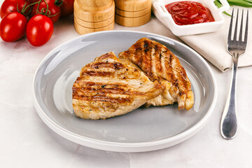 Grilled pork steak with sauce
