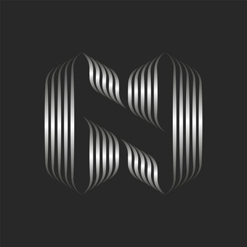 Sleek metallic parallel lines and geometric shapes form a modern silver 96 number monogram logo design, showcasing minimal, futuristic, and creative graphic art for professional branding.