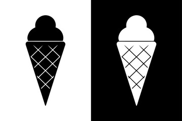 Black and White Ice Cream Silhouette  Perfect for Dessert & Food Designs.