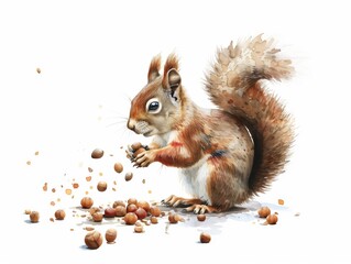 Obraz premium Squirrel Watercolor Painting