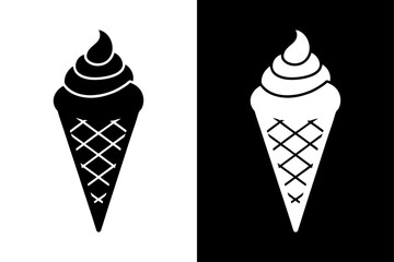 Black and White Ice Cream Silhouette  Perfect for Dessert & Food Designs.
