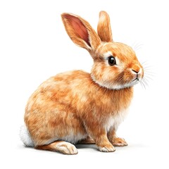Obraz premium A beautiful rabbit with soft fur and gentle eyes sitting gracefully on a clean white background in illustrative style