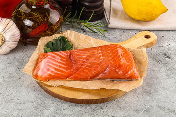 Piece of cut salmon fillet