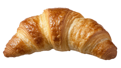 a freshly baked croissant showcasing its flaky golden-brown exterior and crescent shape perfect for breakfast or a snack. texture and appeal of popular pastry