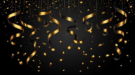 Gold and Black Confetti Festive Background