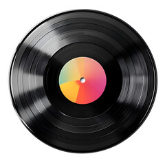 Fototapeta premium Colorful Vinyl Record Closeup Black Background Music Retro Disc Audio Sound Style Image Analog 