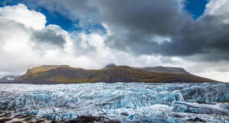 Majestic glaciers and dramatic skies at Jokulsarlon in Iceland reveal nature's stunning beauty