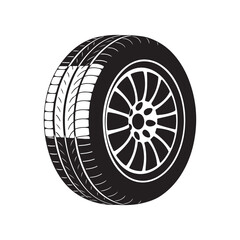 Obraz premium Car wheel silhouette vector illustration