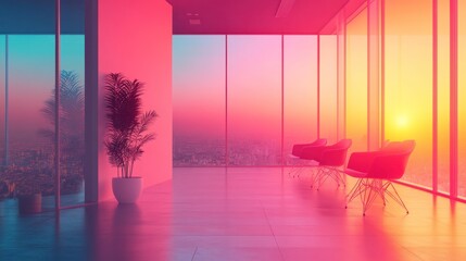 Modern Office Lounge at Sunset