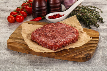 Raw beef burger cutlet for grill
