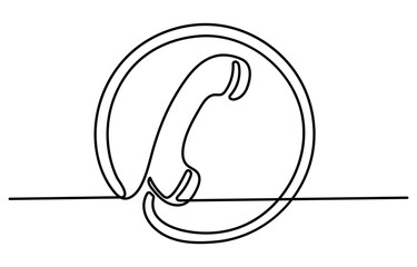 Old telephone continuous one line drawing vector illustration. One line drawing of isolated vector object telephone receiver.   design minimalism. Retro phone vector.