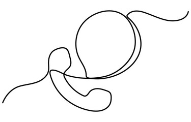 Old telephone continuous one line drawing vector illustration. One line drawing of isolated vector object telephone receiver.   design minimalism. Retro phone vector.