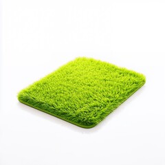 Bright Green Fluffy Bath Mat on White Background