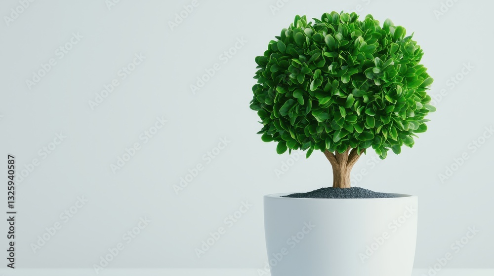 Poster a small, lush green potted tree sits on a light background, adding a touch of nature and elegance to