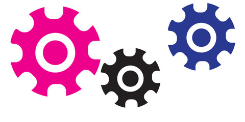 Gears or settings icon, stock vector. Two-tone version on Transparent background. EPS 10.