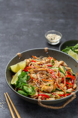  chicken and  vegetables rice noodles