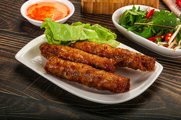 Fried Vietnamese spring roll with special sauce