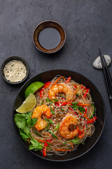  shrimps and  vegetables funchoza rice noodles