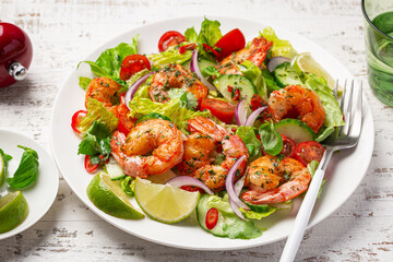 shrimps and vegetable salad