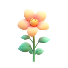 3d cartoon icon of flower with leaves