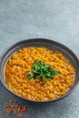 Vegetarian lentil soup in bowl