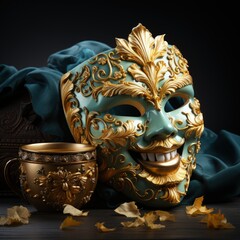 Naklejka premium Venetian Theatrical Mask Representing Comedy and Tragedy